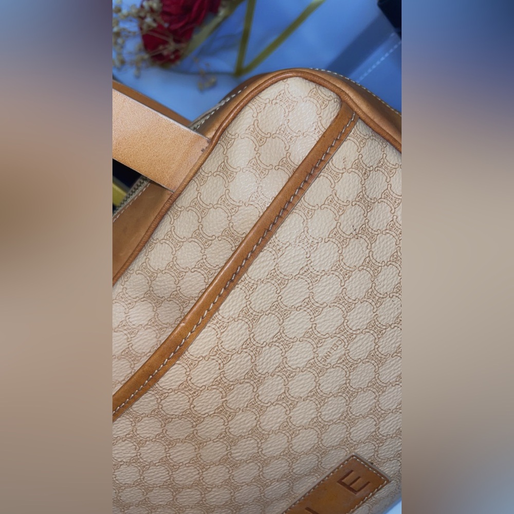 CELINE Tan Macadam Canvas top handle Tote Bag - Picture 9 of 15